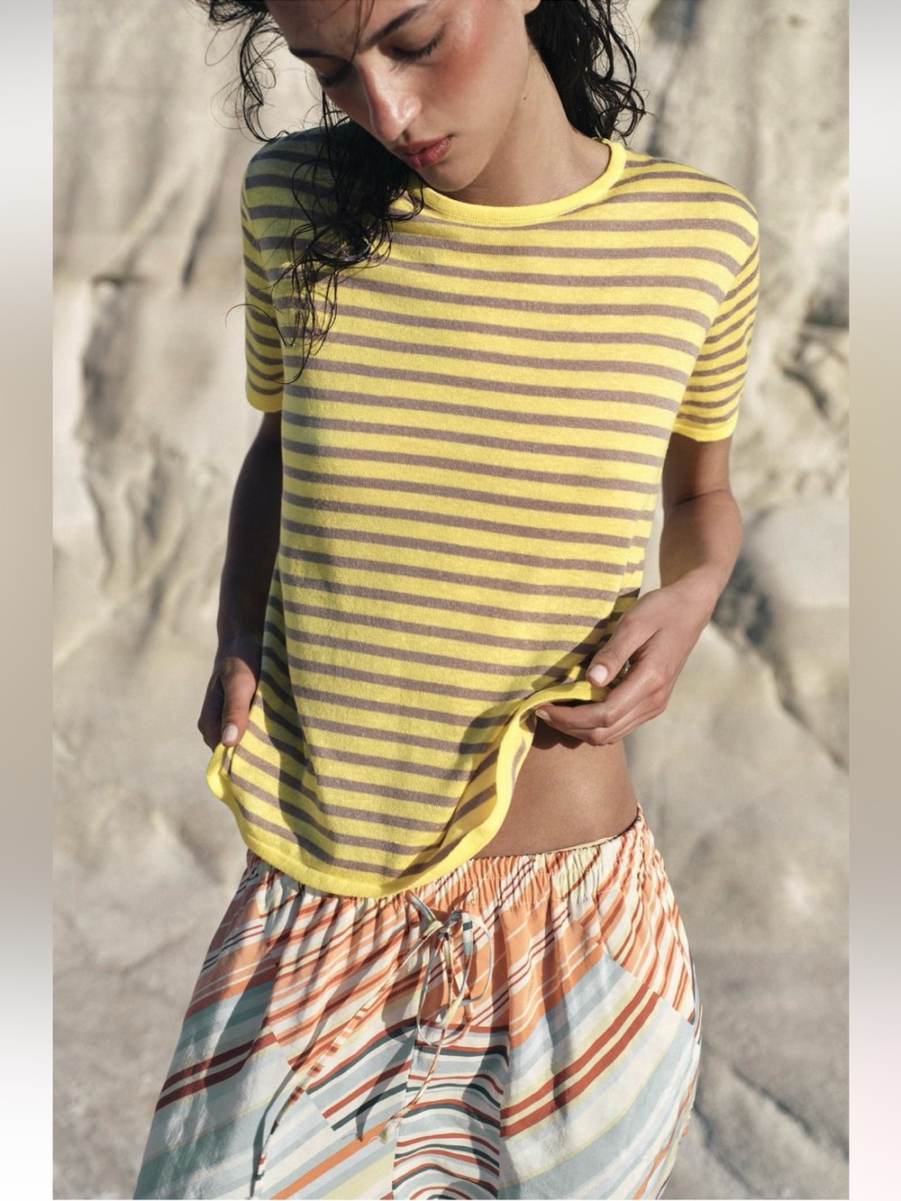 New ZARA Striped Knit Top